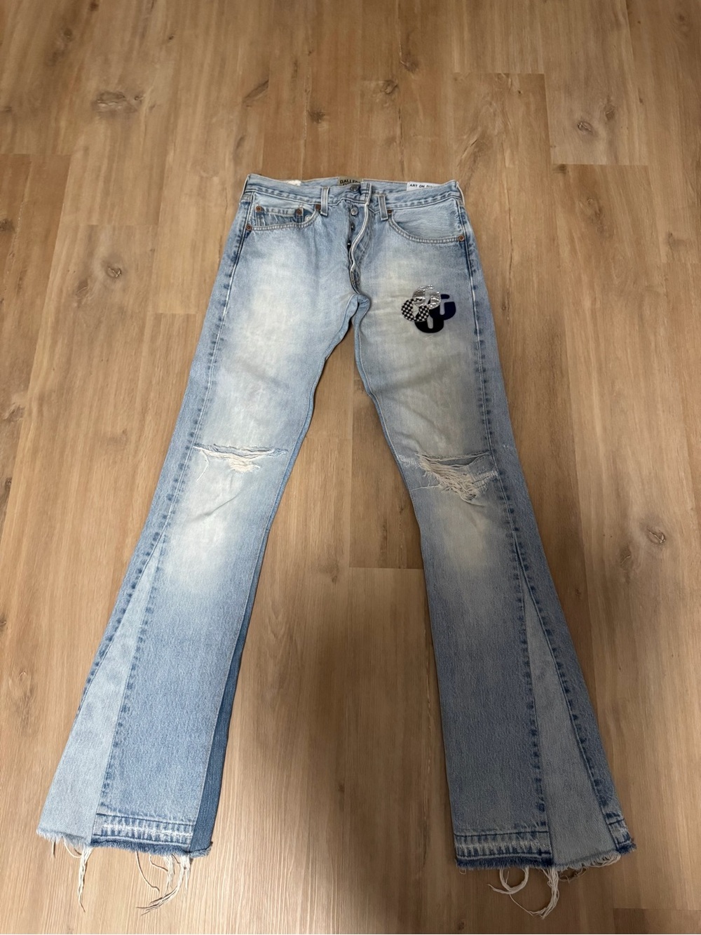 Gallery Dept Light Blue Distressed Flared Jeans